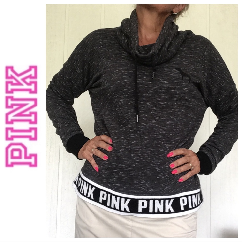 PINK VICTORIAS SECRET GRAY LOGO SWEATSHIRT MEDIUM